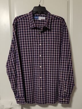 Old Navy Men's XL Long Sleeve Navy Blue/Red/Cream. Casual Dress Shirt. Like New.